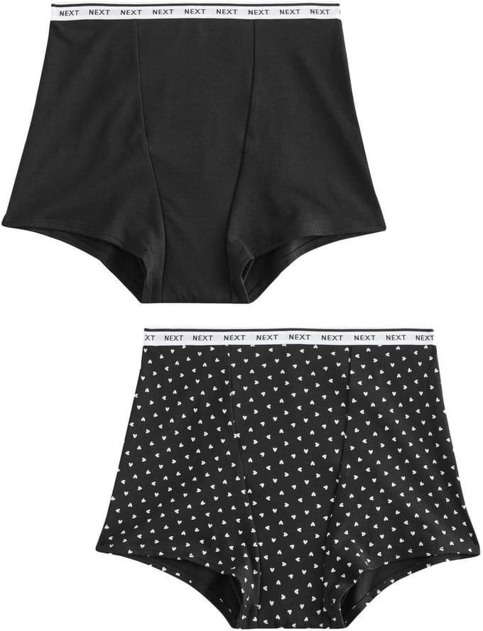 Next - Dames - Set van 2 korte boyshort slips voor zware menstruatie - Zwart