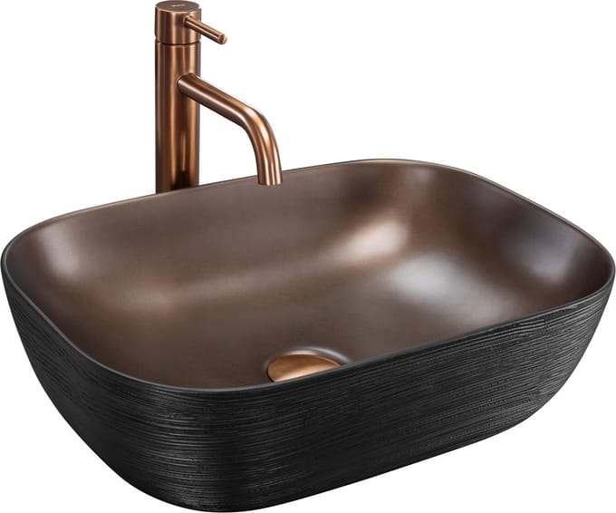 Rea Belinda Opzetwastafel Geborsteld Koper 46,5X33X13,5Cm
