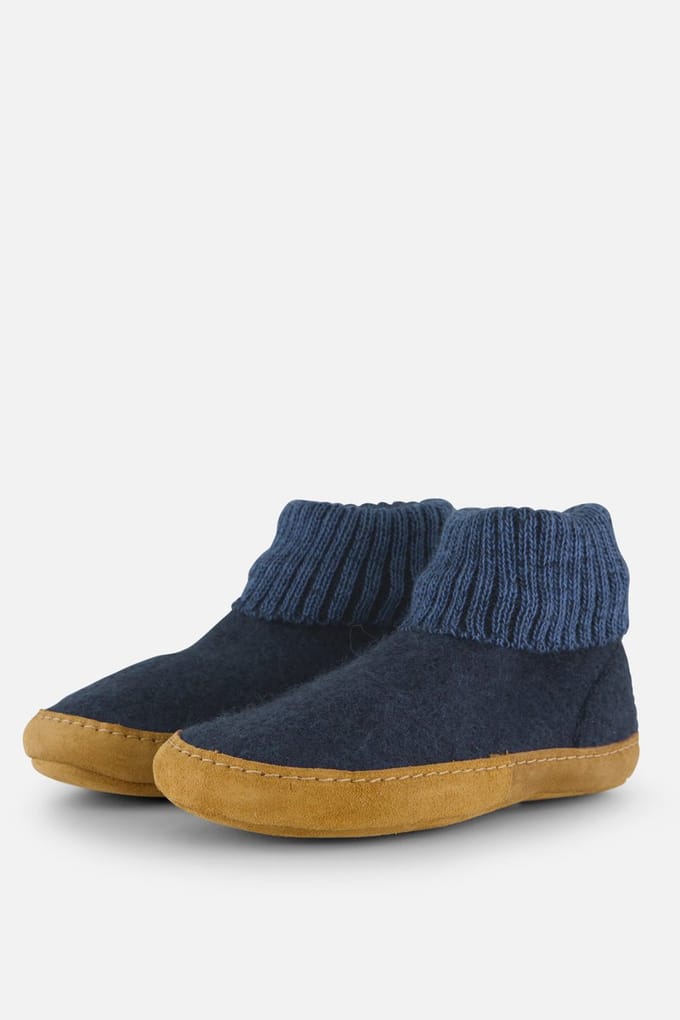 Bergstein Cozy Lux Pantoffels blauw Wol - Maat 22