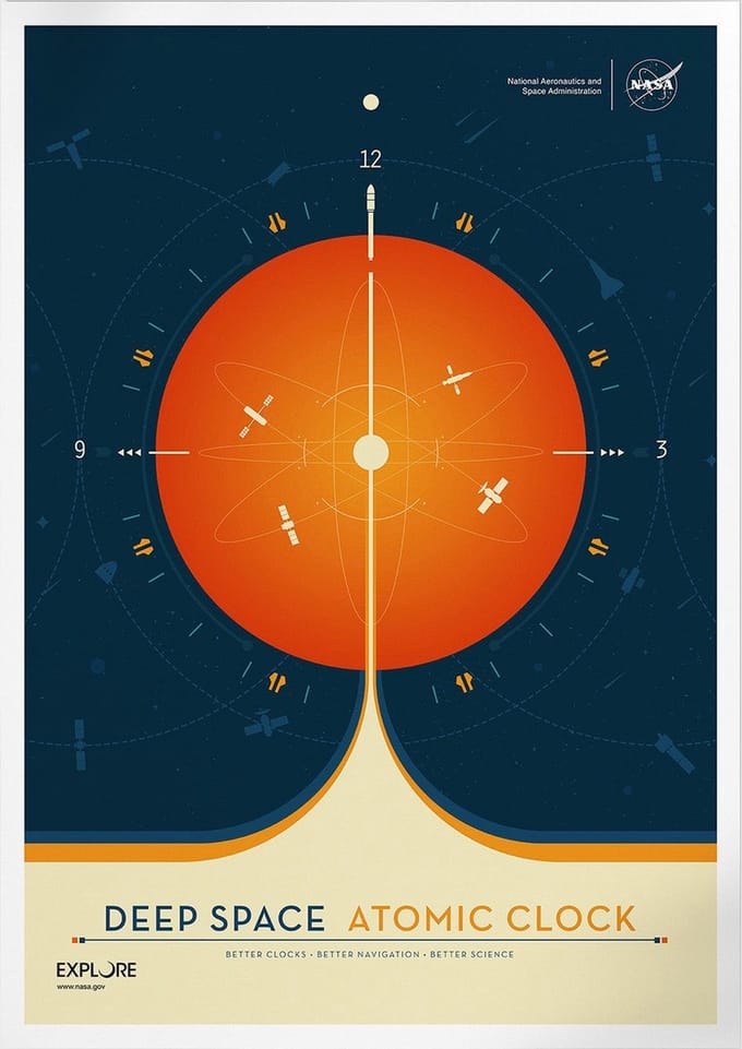 Deep Space Atomic Clock (Orange) | Space, Astronomie & Ruimtevaart Poster | B2: 50x70 cm