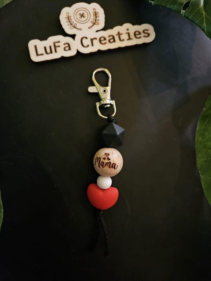 Sleutelhanger Rood Hartje Mama