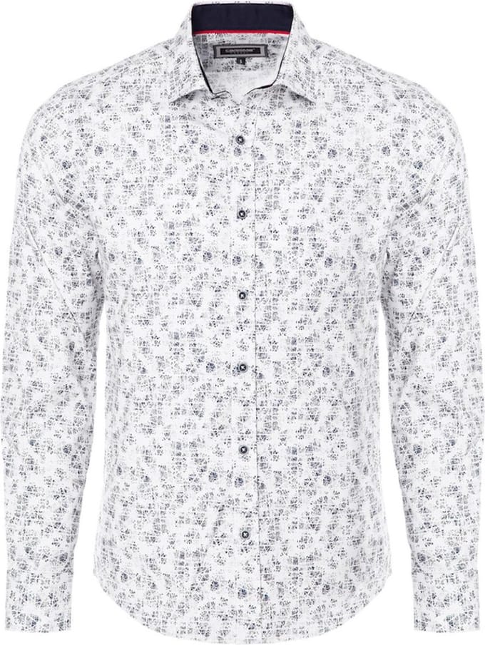 Carisma Wit Overhemd Lange Mouw Met Blauwe Print 8562 - XXL