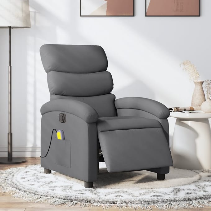 vidaXL - Massagestoel - elektrisch - verstelbaar - stof - donkergrijs