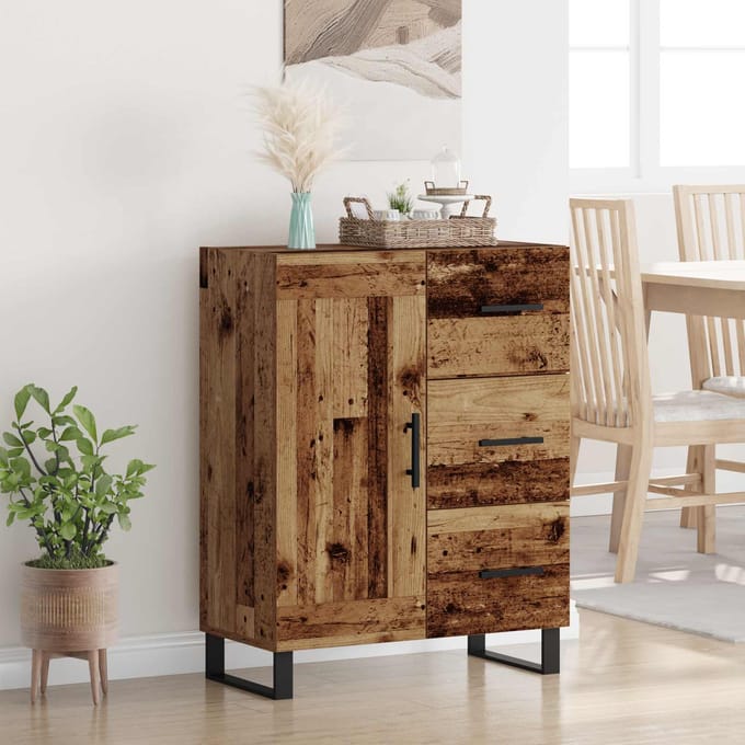vidaXL - Dressoir - Oud - Hout - 69,5 - x - 34 - x - 90 - cm - Geengineerd - Hout - en - IJzer