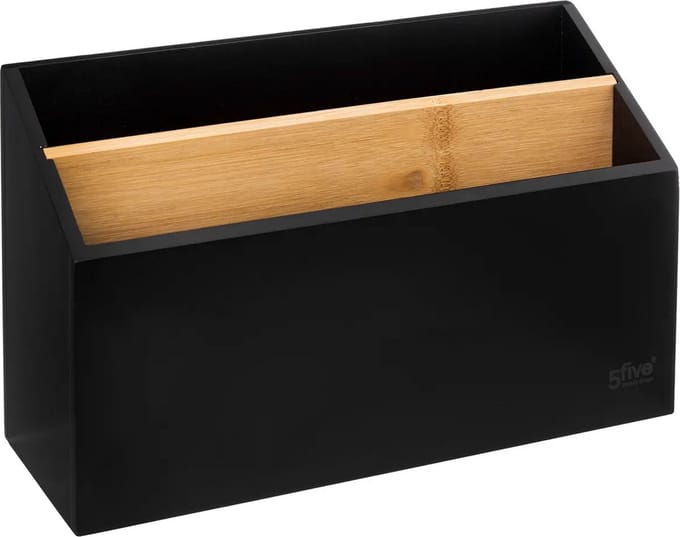 5Five lectuurbak/tijdschriftcassette zwart - 25 x 9 x 16 cm - hout