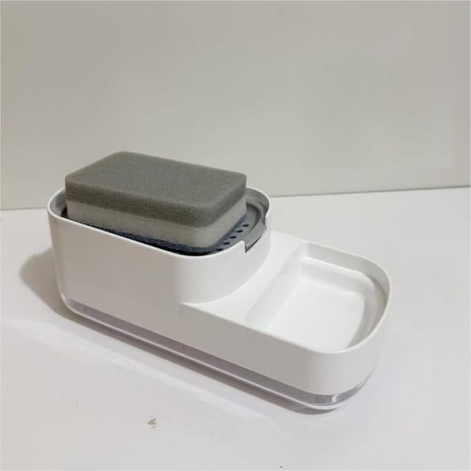 Zeepdispenser Sponshouder - Keuken Organizer - Gootsteen Opruimen - 2-in-1 Functionaliteit - 24 x 105 x 98 cm - Wit