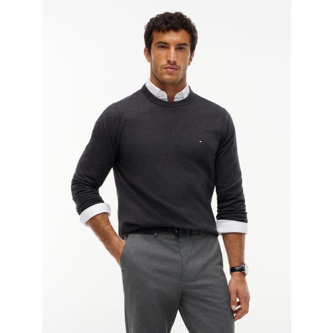 Tommy Hilfiger Tommy Hilfiger Pullover Pima Org Cotton/Cashmere Crew Neck Dark Grey Heather  XL