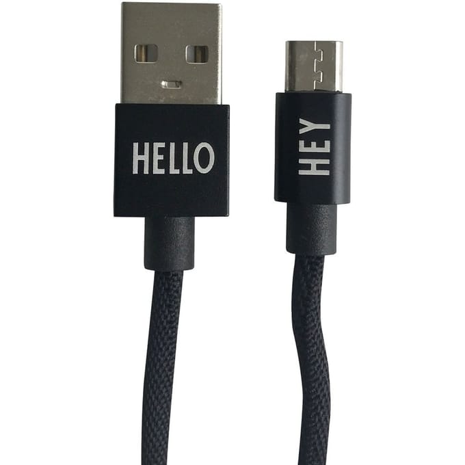 DESIGN LETTERS - HEY oplaadkabel - zwart - Micro USB