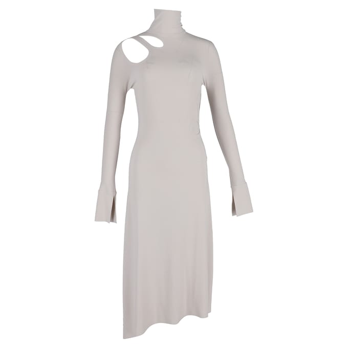 Victoria Beckham midi-jurk met uitsnijdingen in crèmekleurige viscose