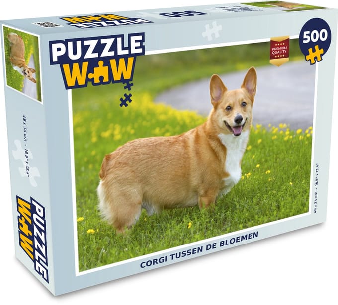 Puzzel Corgi tussen de bloemen - Legpuzzel - Puzzel 500 stukjes