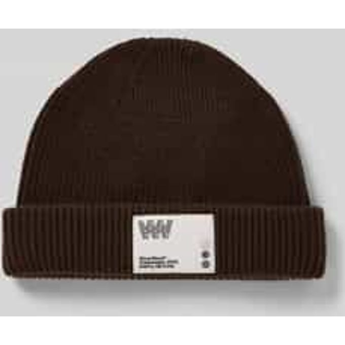 Regular fit muts van wolmix met logopatch, model 'Milo'