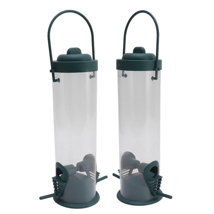 2 Set Vogel Buis Voeder Plastic Transparant Hangend Vinken Voeder Tuindecoratie met 2 Ventilatiegaten 2 white