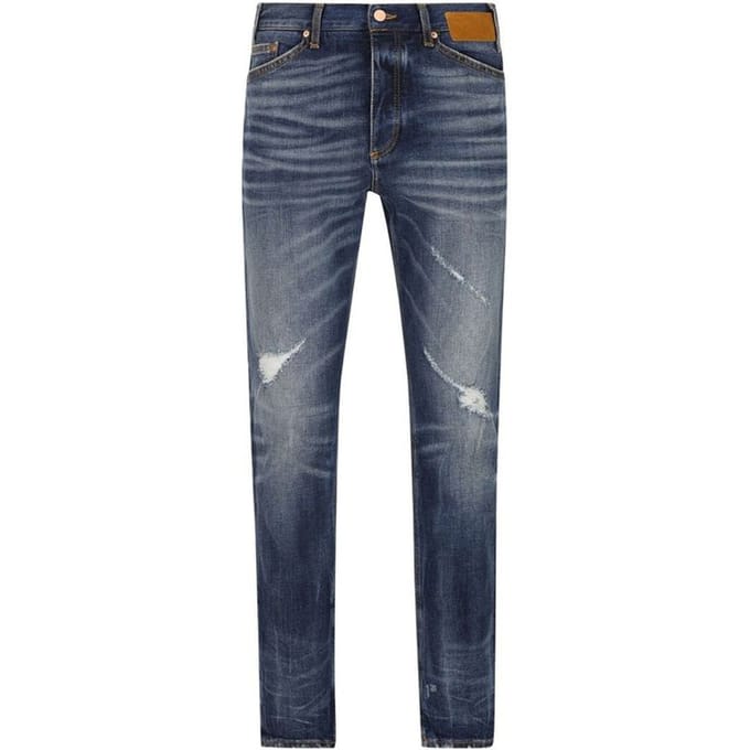 Palm Angels Blauwe Katoenen Rechtaf Jeans