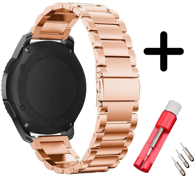 Strap-it bandje staal rosé goud + toolkit geschikt voor Fitbit Versa 3 / Fitbit Sense