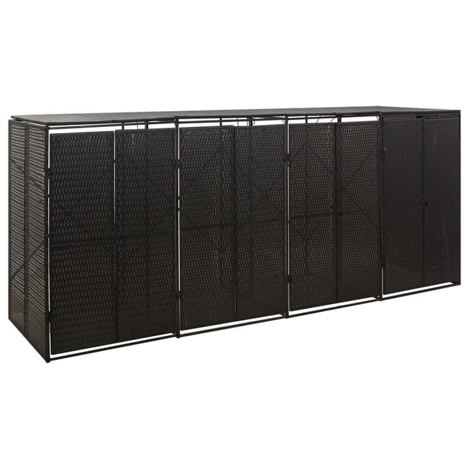 vidaXL - Containerberging - viervoudig - 274x80x117 - cm - poly - rattan - zwart
