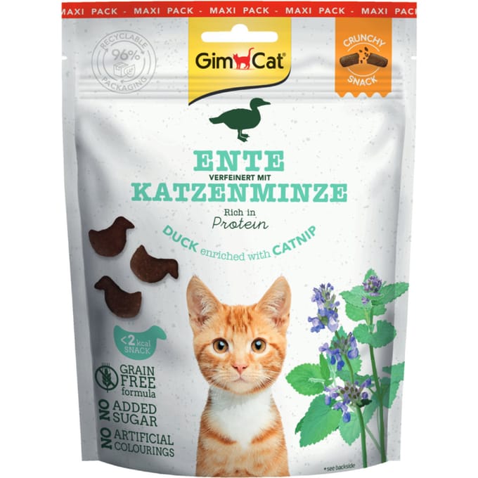 3x140g GimCat Crunchy Snacks Eend & Catnip Kattensnacks