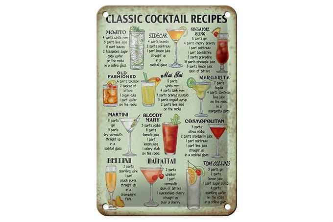 Blechschild Rezept 12x18cm classic Cocktails Recipes Mojito