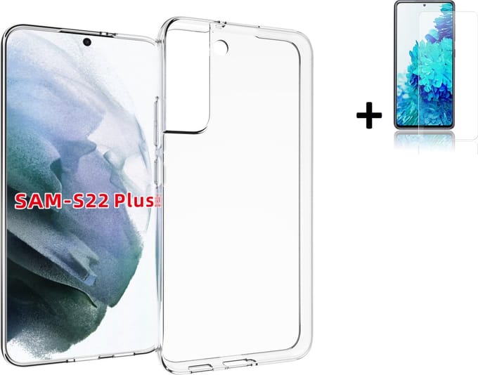 Hoesje Geschikt voor Samsung Galaxy S22 Plus - Screenprotector S22 Plus - S22+ Hoesje Transparant Siliconen Case + Screenprotector