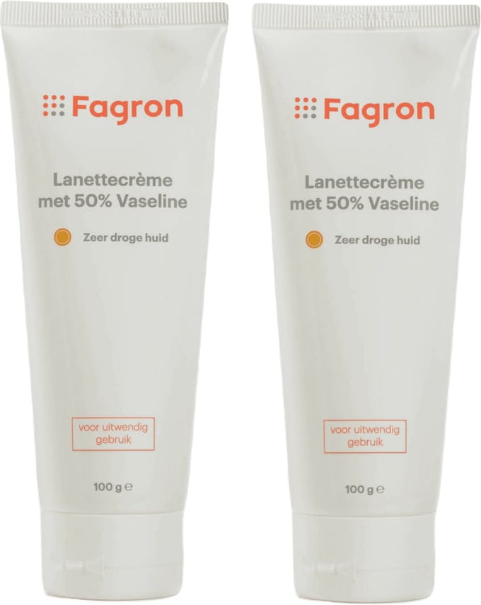 Fagron Lanettecréme met 50% Vaseline - 2x100 gram voordeelverpakking