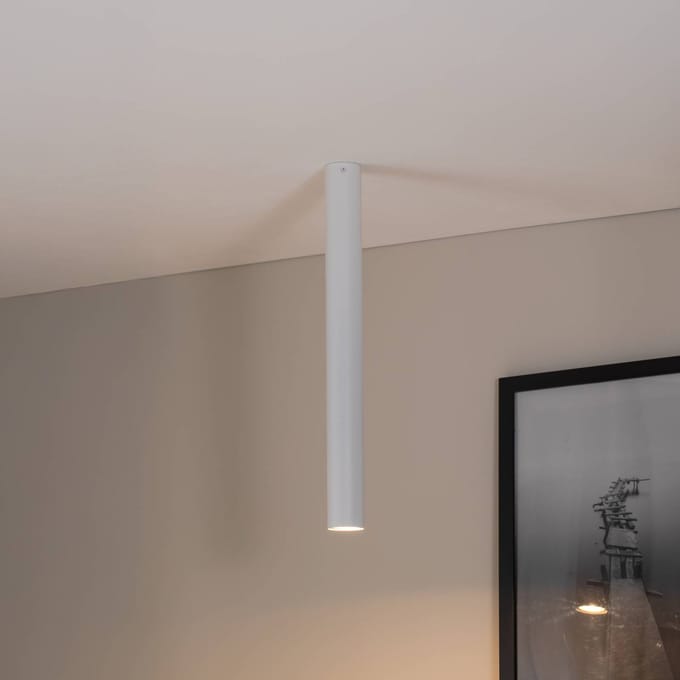 EMIBIG LIGHTING Plafondspot Tecno 1XL, staal, GU10, hoogte 60 cm, wit
