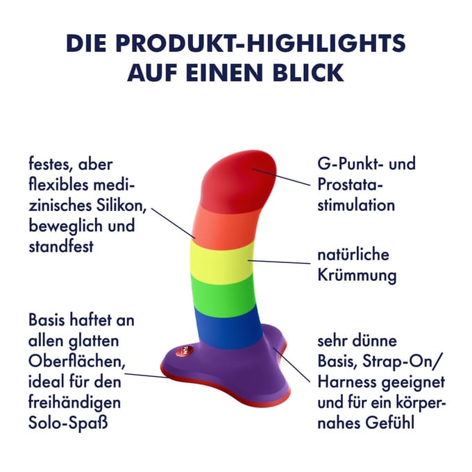 Fun Factory - Amor - Dildo met zuignap - Regenboog kleuren - Pride edition