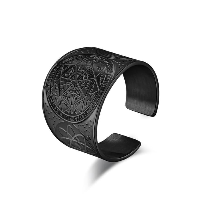 Titanium Stalen Ring met Verstelbare Maat Vintage Antiek Handgemaakte Sieraden 10 #(opening adjustable) black