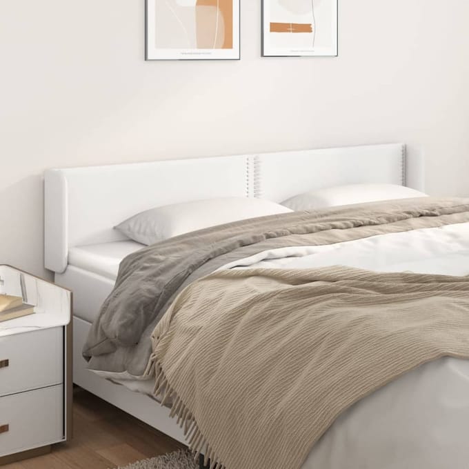 vidaXL - Hoofdbord - met - randen - 203x16x78/88 - cm - kunstleer - wit