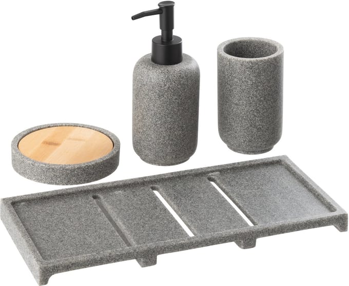 J-Line zeepdispenser On Tray - polyresin - donkergrijs/naturel