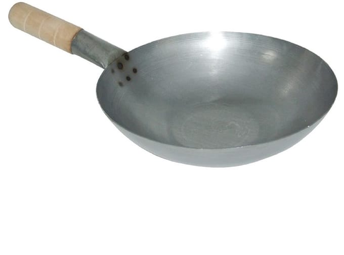 Zacht Stalen Wok - Platte Bodem - 35,5cm - Vogue K297 - Horeca & Professioneel