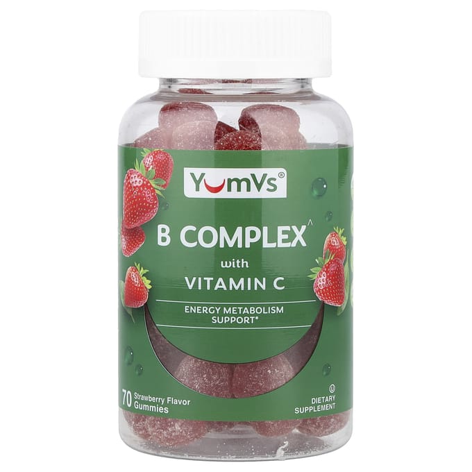 YumVs, Gommes Vitamine C Complexe B, Saveur Fraise, 70 Gommes