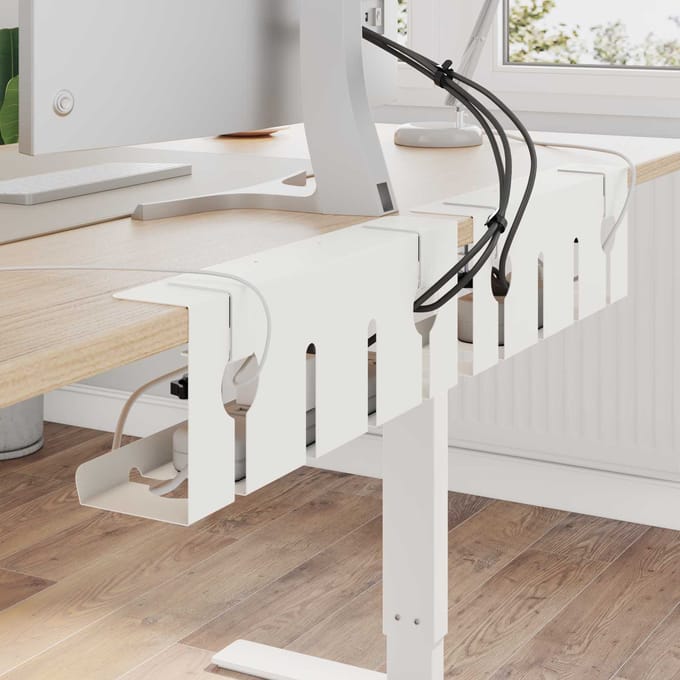 vidaXL - Onder - bureaustandaard - voor - kabelbeheer - 2 - st - Wit - 43 - x - 10 - x - 15 - cm