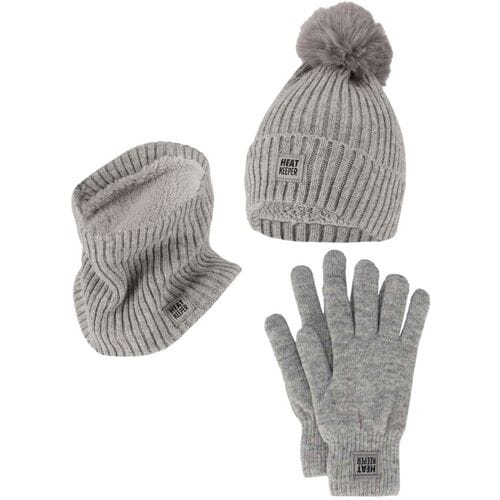 Heatkeeper Dames Winter Thermo Set - Muts + Handschoenen + Nekwarmer - Grey - One Size