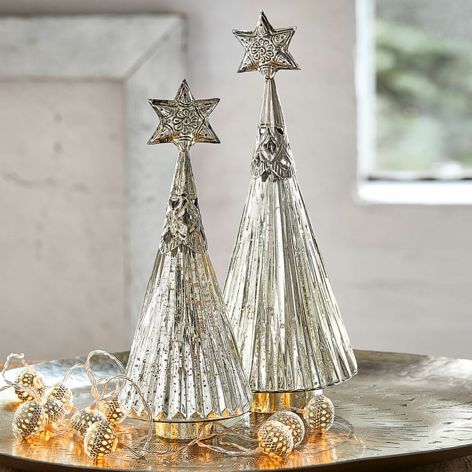 LOBERON Sierkerstboom set van 2 Lillemor zilverkleurig