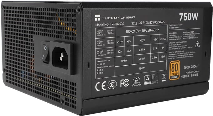 Thermalright TB S - Voeding - 750 Watt - 140 mm - ATX 3.0 - 80 Plus 80 PLUS Bronze