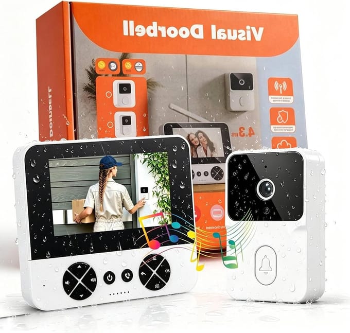 Deurbel met camera - Video intercom - Beveiliging thuis - 170° groothoeklens - 43 inch display - Wit