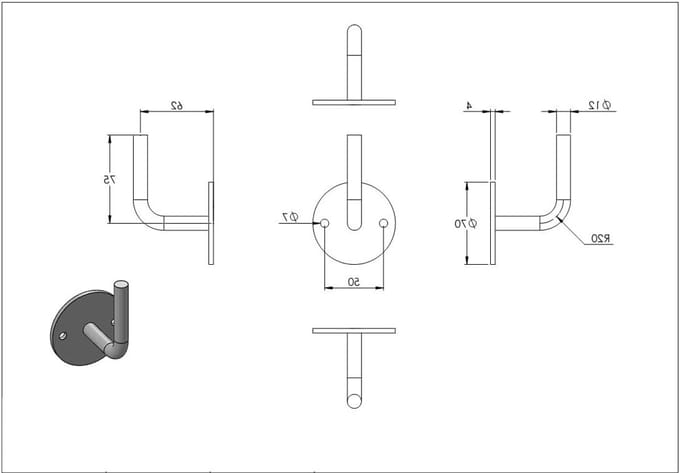 Leuningdrager - Steunbeugel - Trapleuning Monteren - Voor Lassen - 70 x 4 mm - Metaal