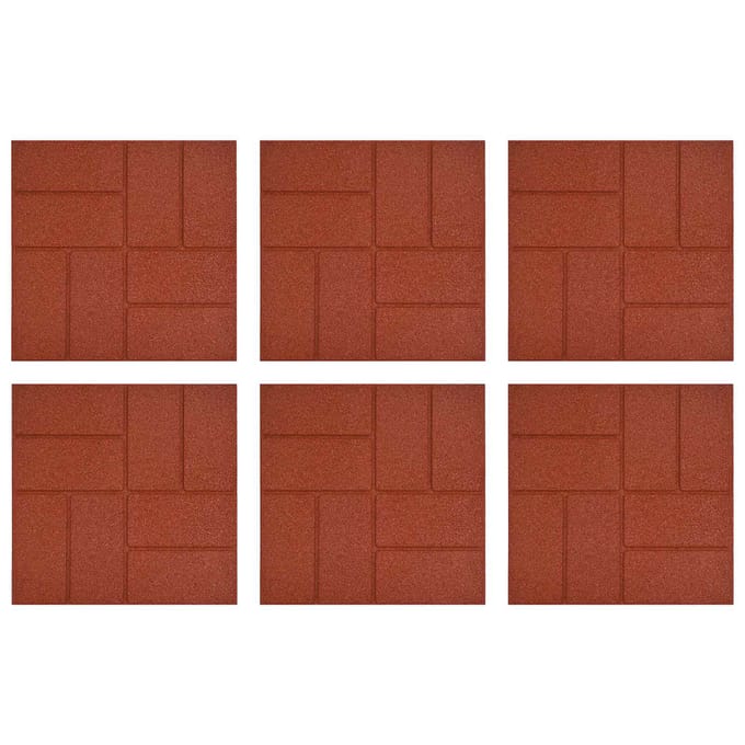 vidaXL - Stapsteen - 6 - st - Rood - 40,5 - x - 40,5 - x - 2 - cm - Rubber