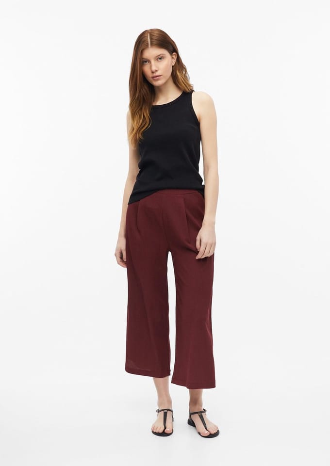 s.Oliver - female - Gestructureerde culottes met plooien en elastische tailleband