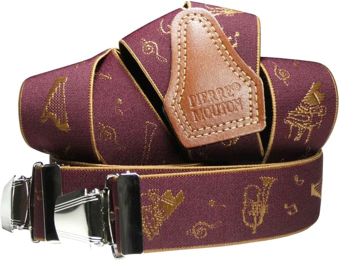 Pierre Mouton Orkest Bretel - Bretels - Volwassenen - Heren - Rood - 120cm - 3 brede clips - M - L
