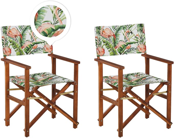 CINE - Tuinstoel set van 2 - Donkerbruin/Lichtroze - Polyester