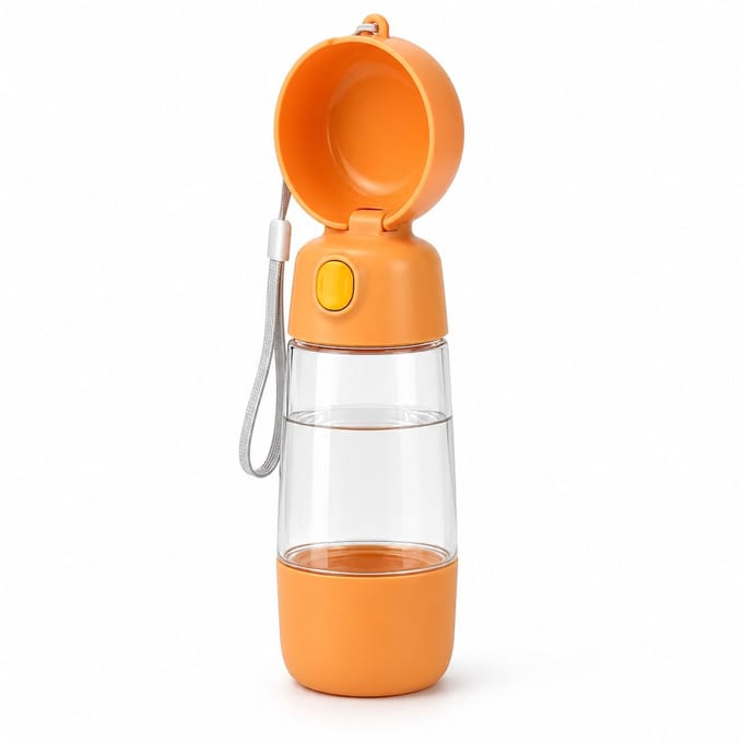 VHV - Honden Drinkfles - 400 ml Waterfles met 182 ml Voerbak - Voor Reizen