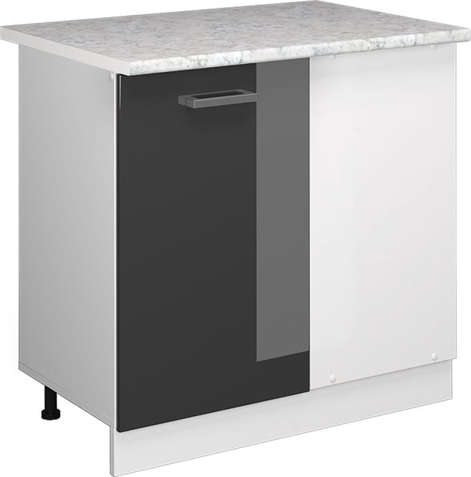 Vicco R-Line Hoekkast – 86 cm, WB Marmer Antraciet Hoogglans