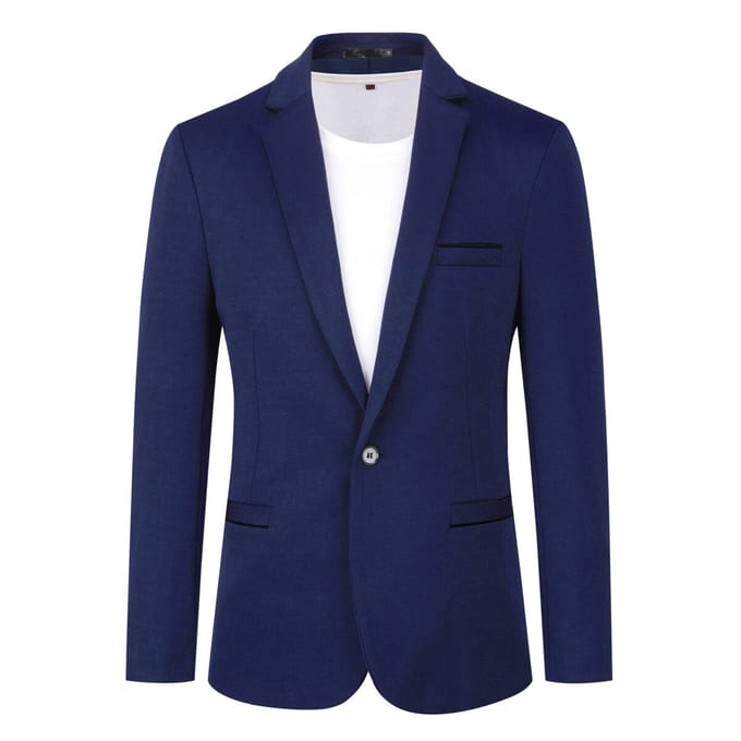 Heren colbert slim fit jas zakelijk dagelijks blazer donkerblauw