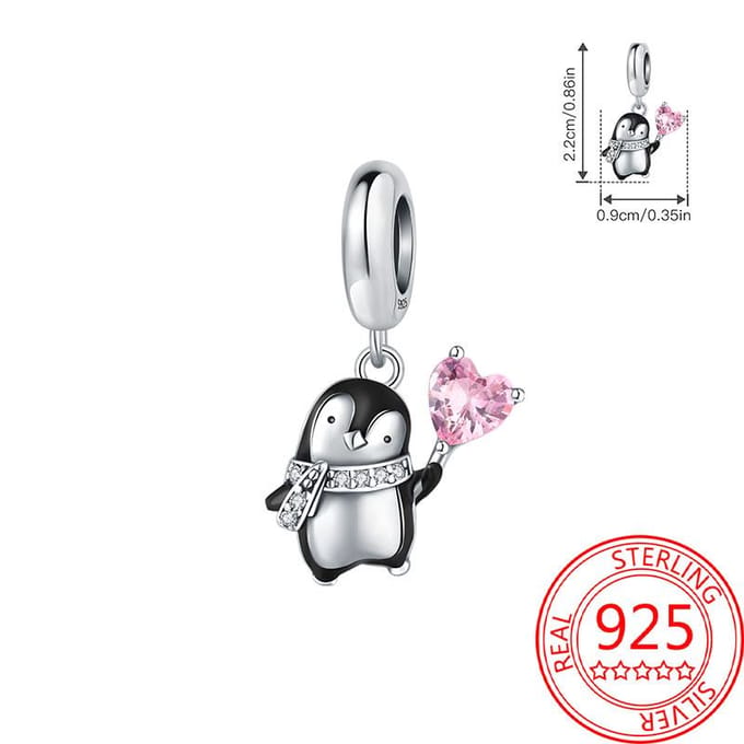 Composants de Perles Charme en Métal Cuivre Composants de Perles Pendentif Authentique Original Cœur Rose Pingouin Composant de Perle Composants de Perles Compatible Avec white