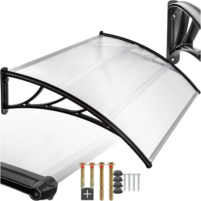 Deur Luifel - Overkapping Voordeur - Droog Buiten - Polycarbonaat Dak - 150 x 93 cm - Transparant