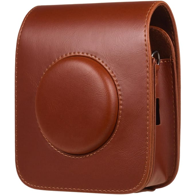 Étui portable en cuir PU pour appareil photo avec bandoulière compatible avec Fujifilm Fuji Instax SQ20 marron
