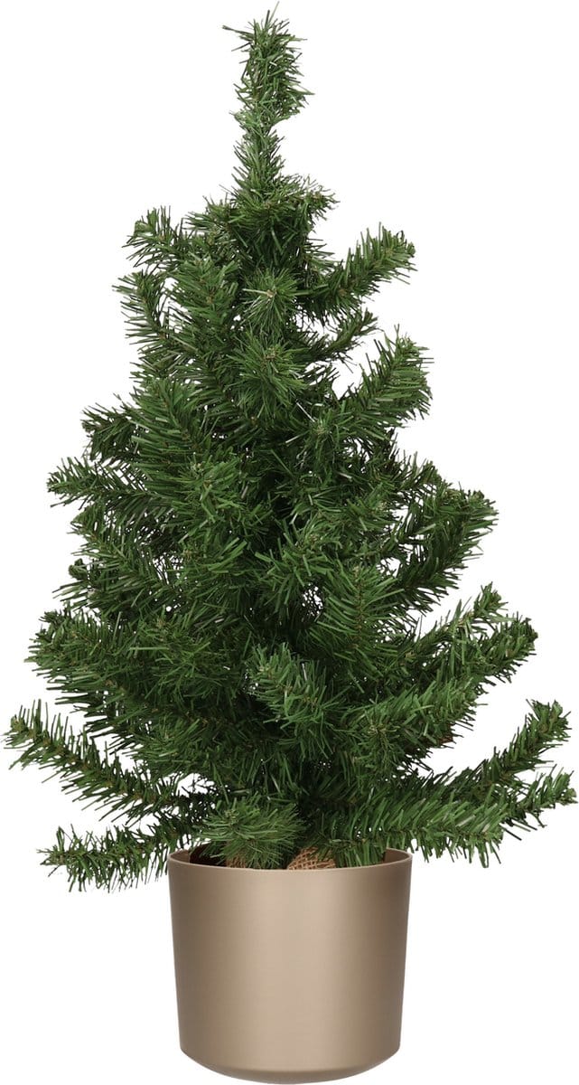 Mini kerstboom groen - in kunststof pot grijs - 75 cm - kunstboom