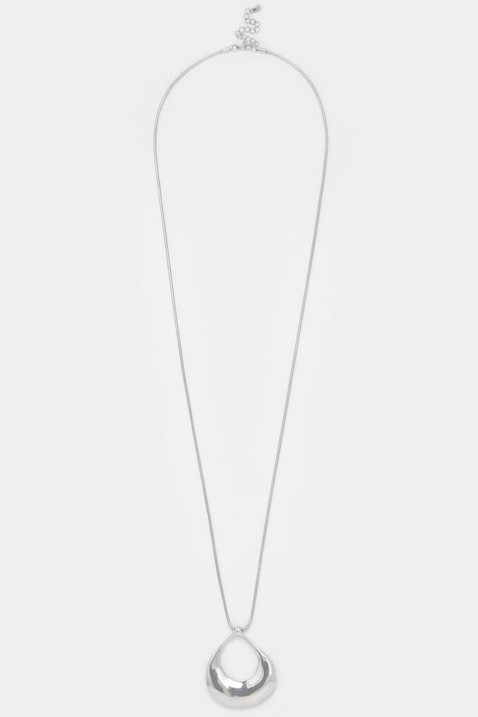 Yours Zilverkleurige Lange Druppelvormige Hanger Met Kettingsize One Size