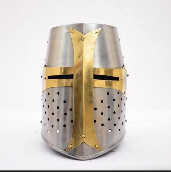 Middeleeuwse Helm - Krijgershelm Ridder - Kostuum Accessoire - Draagbaar Staal - Volwassen Maat - Metaal