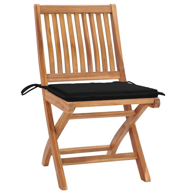 vidaXL - Klapstoelen - met - kussens, - 6 - stuks, - massief - teakhout